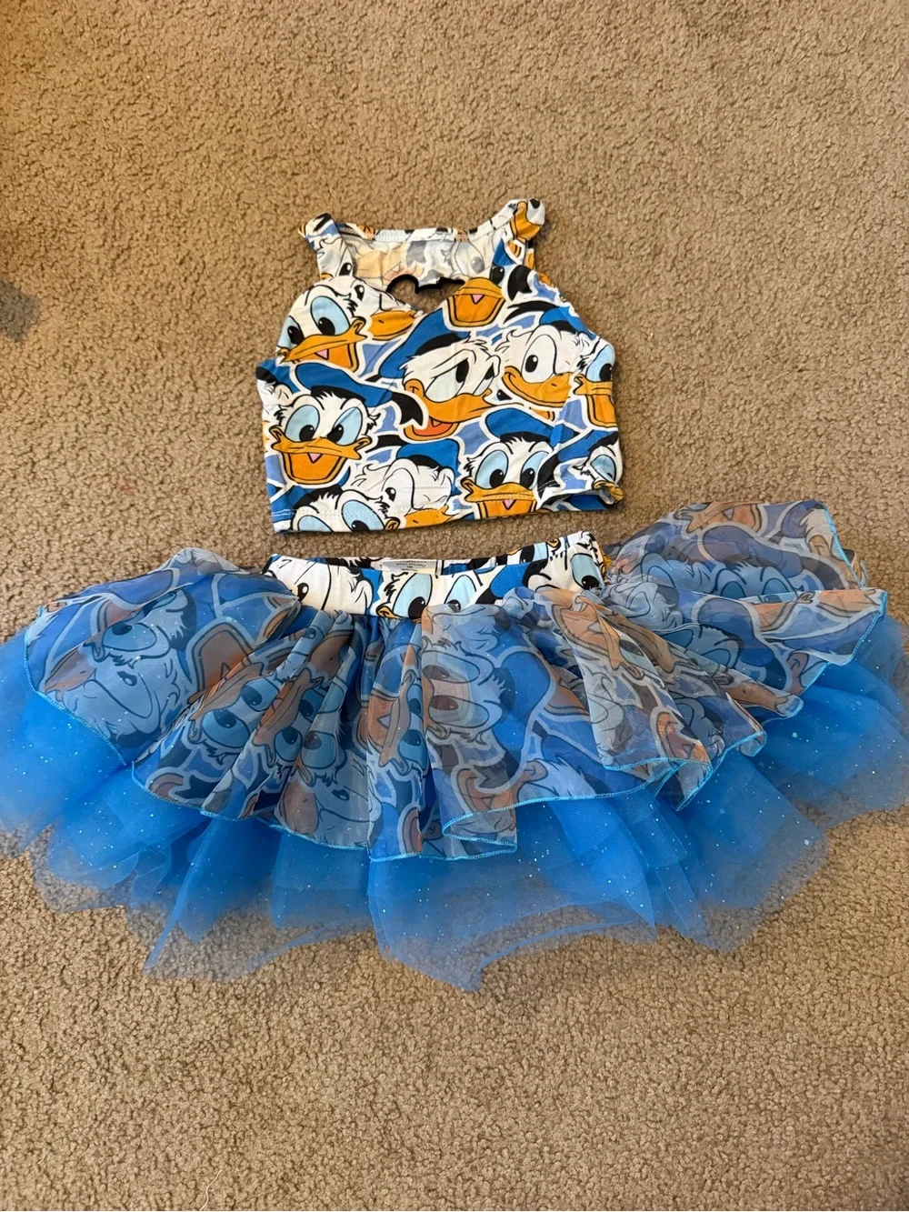 Donald Duck Blue Tulle Skirt & Crop Top Kids Costume- size 5T